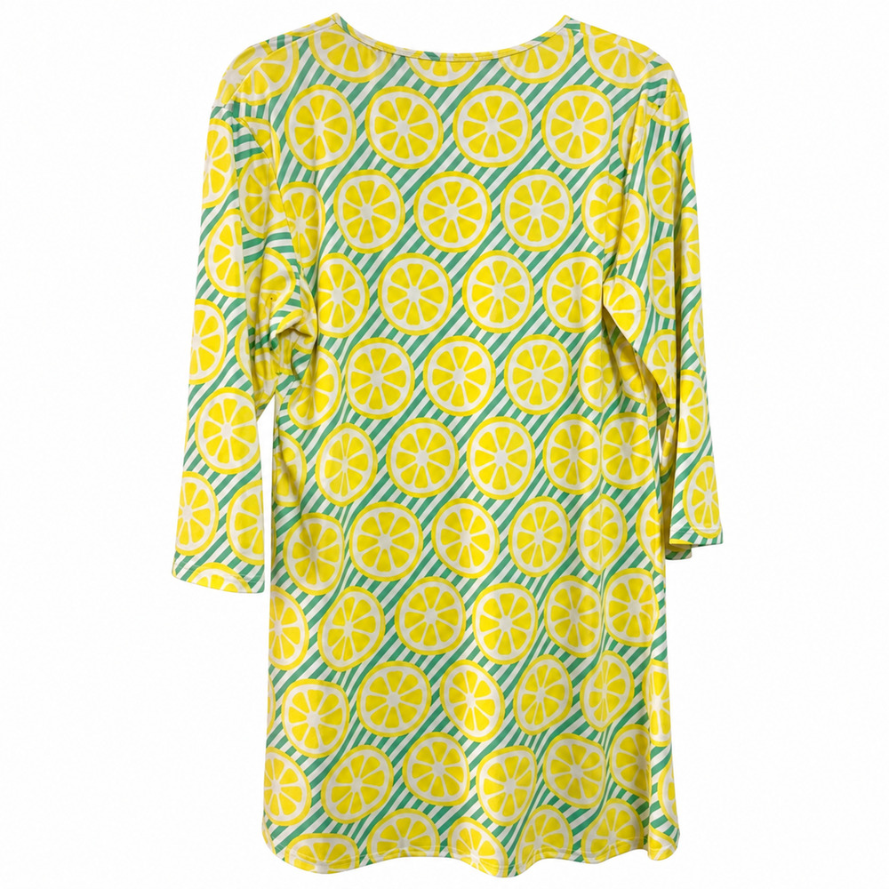 Viv & Lou Main Squeeze Swim Cover Up S/M Lemon Print Tassel Tunic Dress Resort - Picture 3 of 8